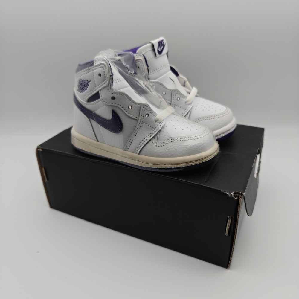 Jordan Air Jordan 1 Retro High (TD) Shoes Kids Size 5C White Purple CU0450-151